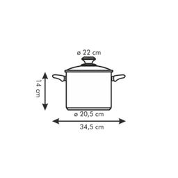 Deep pot PRESTO with cover, ø 22 cm, 5.5 l