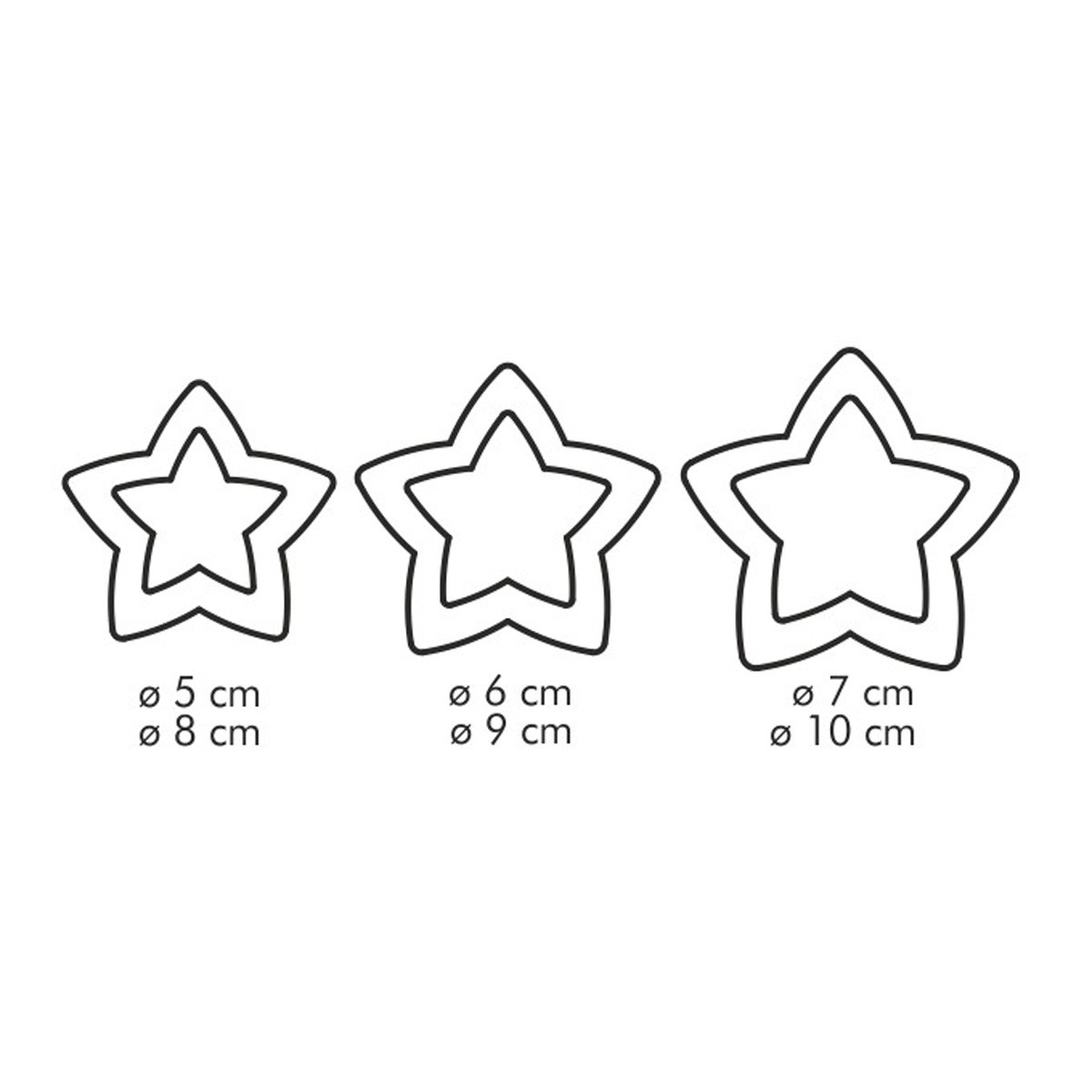 Beidseitige Ausstecher Sterne DELÍCIA, 6 Größen