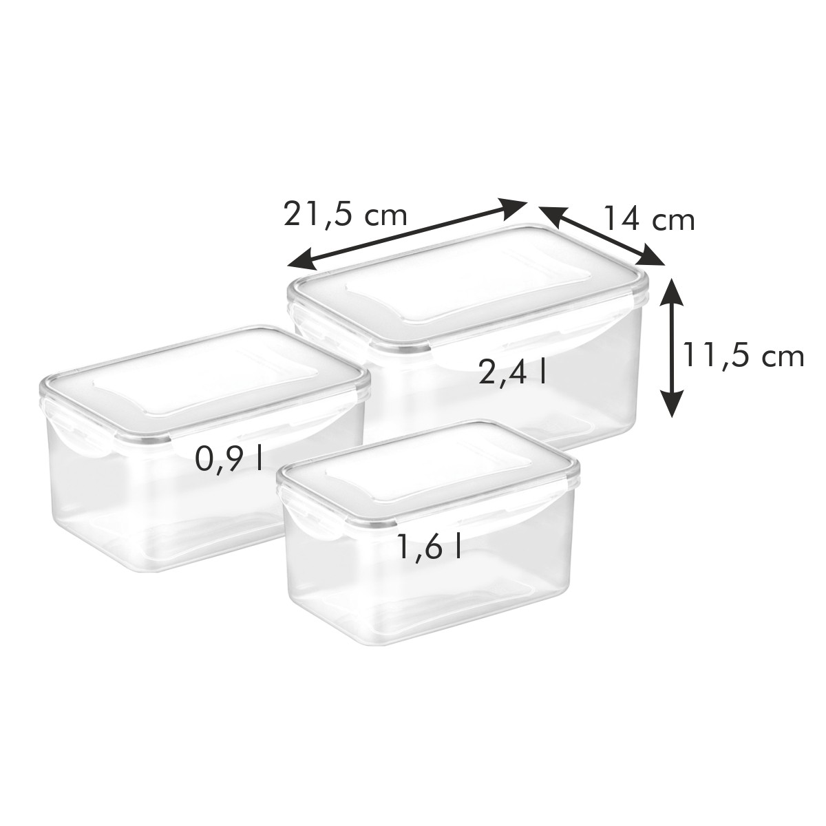 Pojemnik FRESHBOX 3 szt., 0,9, 1,6, 2,4 l, głęboki