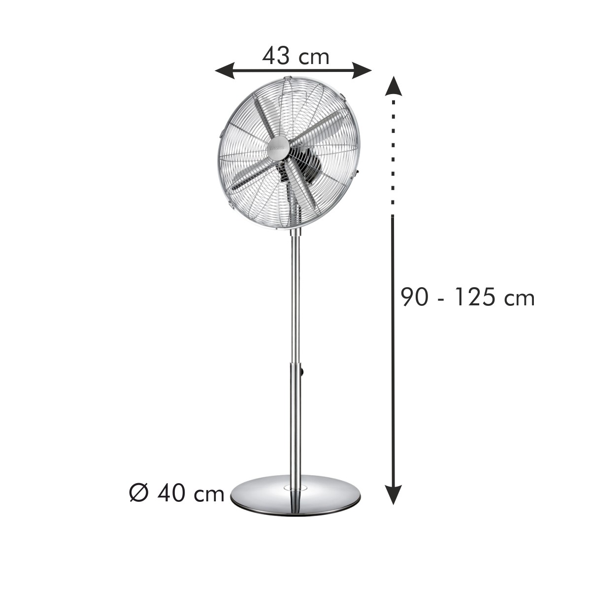 Stojanový ventilátor FANCY HOME ø 40 cm, chróm