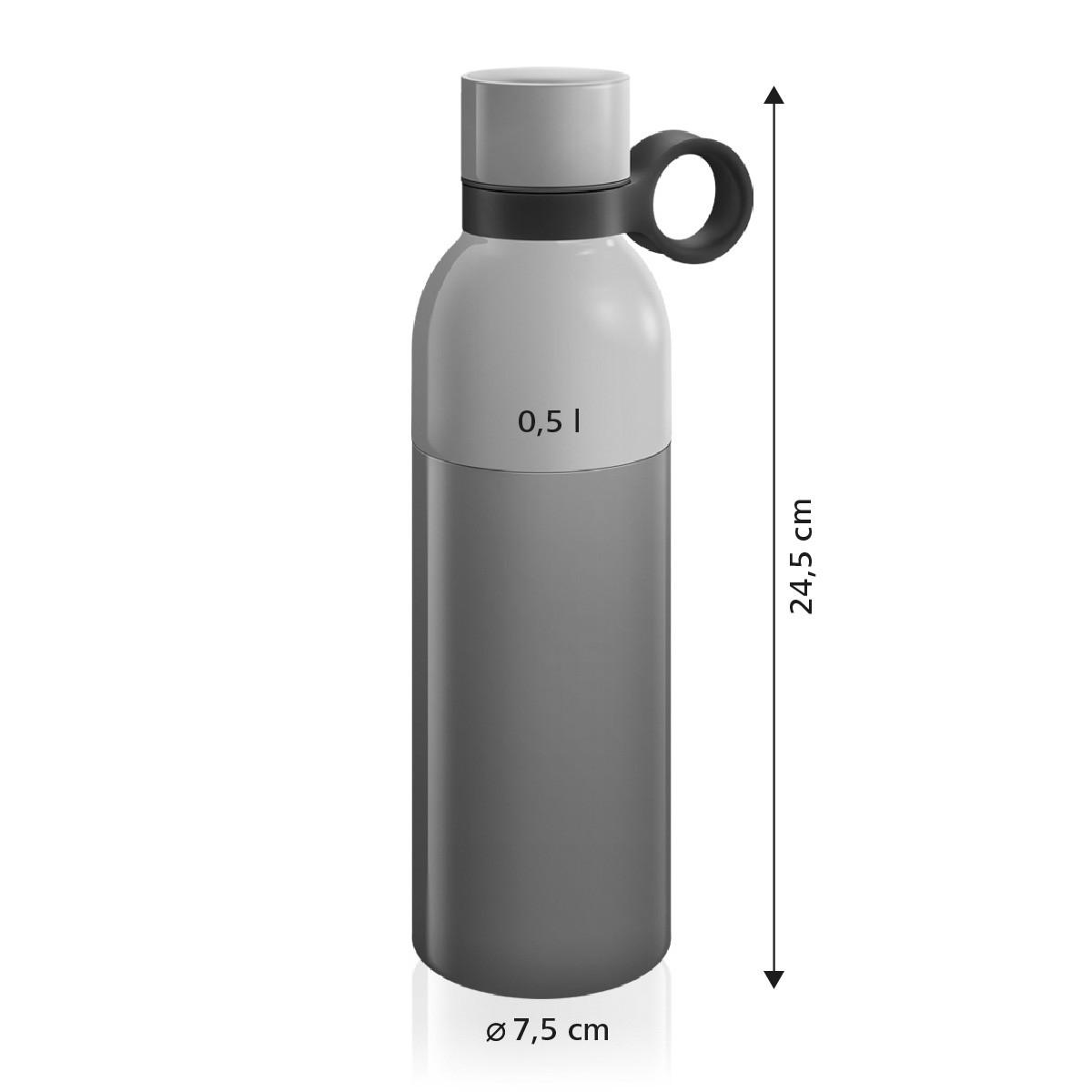 Zerlegbare Thermosflasche CONSTANT PASTEL 0,5 l, Edelstahl, grau