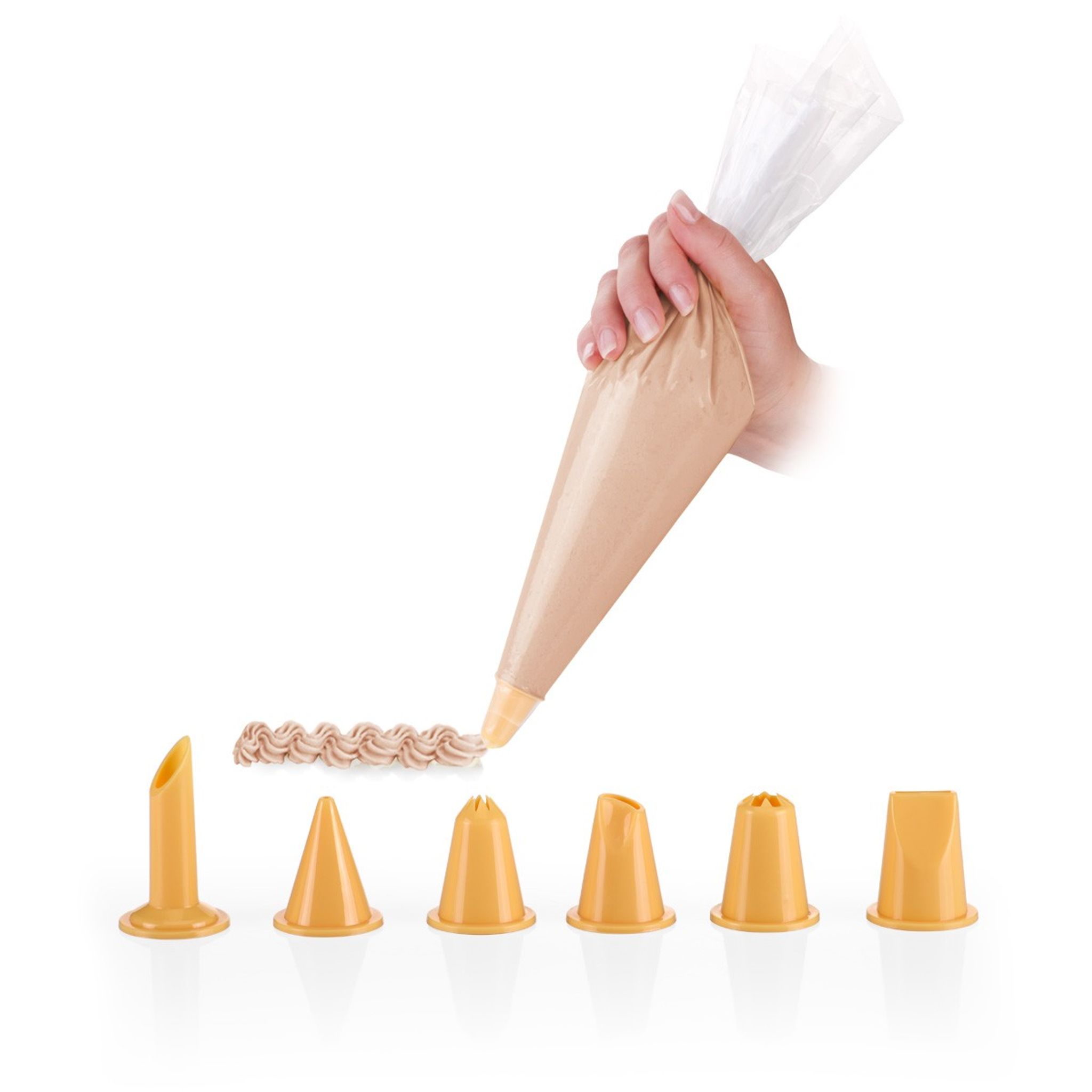 Kép DELÍCIA habzsák 30 cm, 10 db, 6 díszítőfejjel