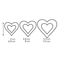 Double-sided cookie cutters hearts DELÍCIA, 6 sizes