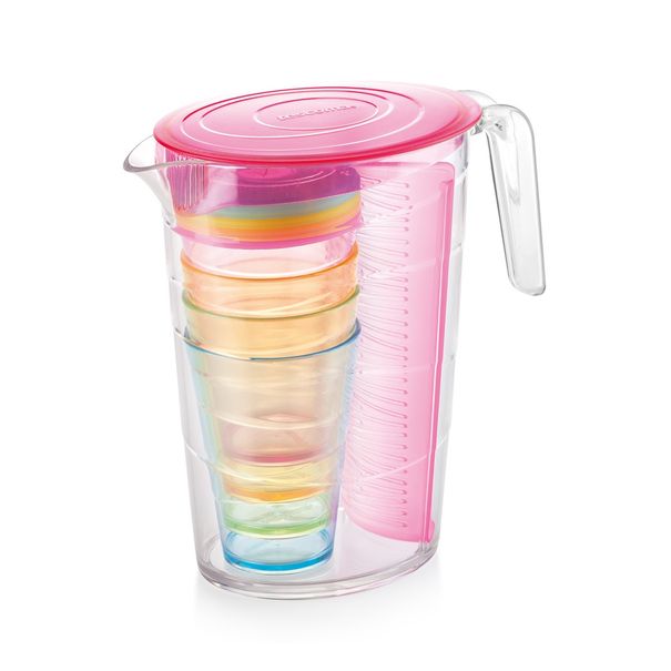 E-shop Džbán myDRINK 2.5 l, 4 poháre s viečkom, ružová