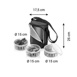 Essenträger FRESHBOX, mit 3 Dosen 0.8 l, bordeauxrot