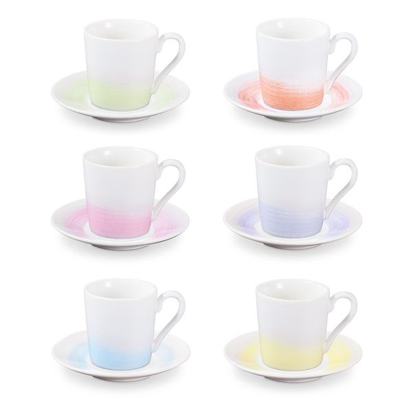 Filiżanka do espresso z podstawką myCOFFEE, 6 szt., Pastels