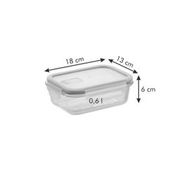 FRESHBOX Glass téglalap alakú ételtároló doboz, 0.6 l