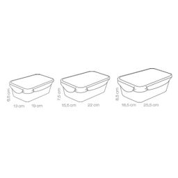 FRESHBOX négyzet alakú ételtároló doboz, 3 db, 1,0; 1,5; 2,5 l