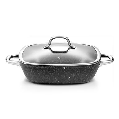 Frigideira funda quadrada PRESIDENT Stone com tampa 28 x 28 cm
