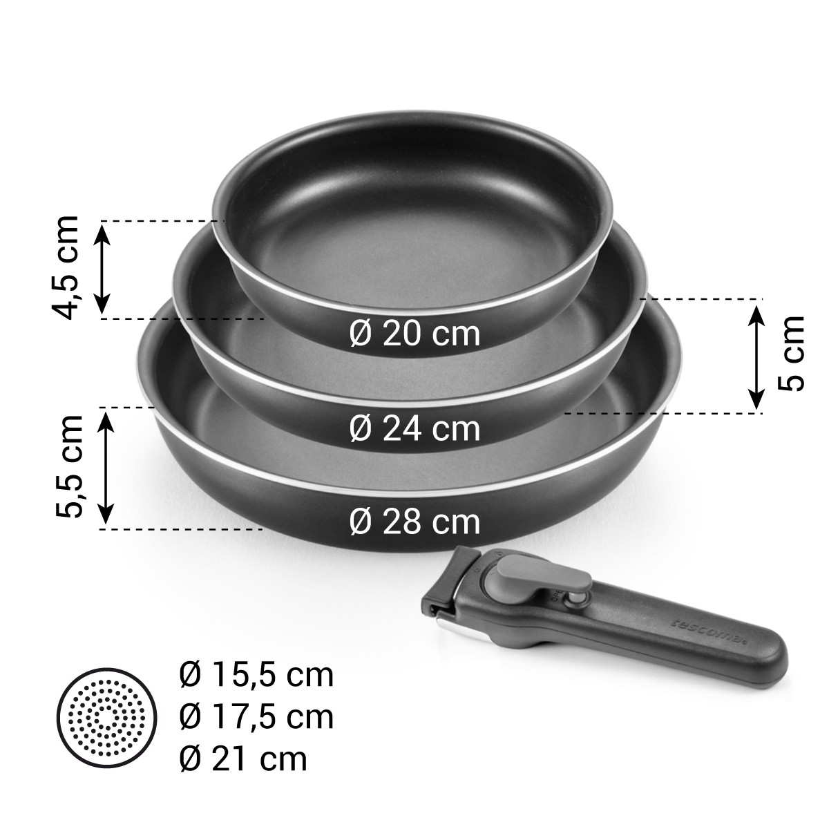 AMT 20 Cm Induction Sauté Pan With Removable Handle - Non-Stick, High Rim, Oven & Dishwasher Safe - View #3