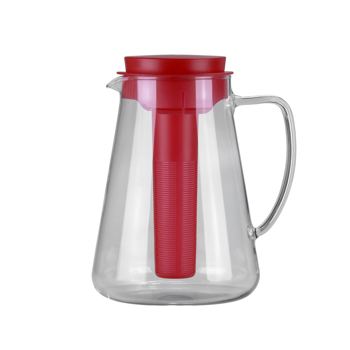 Glaskrug TEO 2.5 l, mit Teesieb und Kühleinsatz , rot