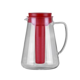 Glaskrug TEO 2.5 l, mit Teesieb und Kühleinsatz , rot