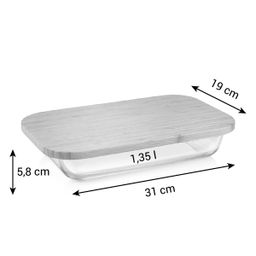 Glass baking dish with cover ONLINE 31 x 19 cm