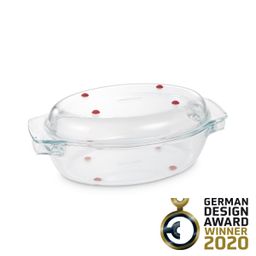 GrandCHEF ovális sütőedény fedővel 35 × 21 cm, üveg