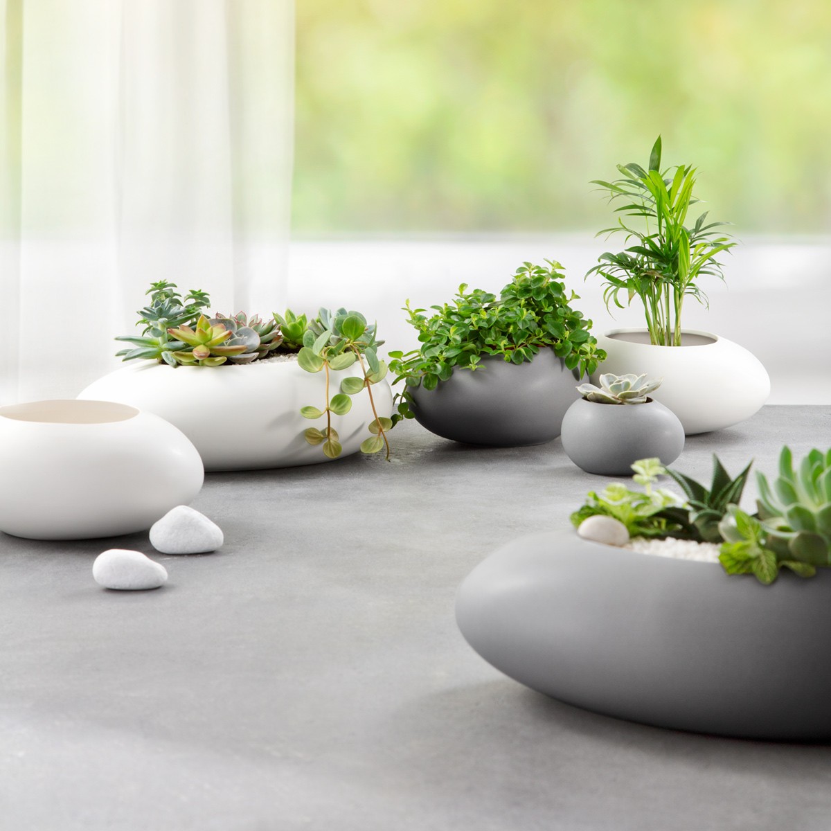 Großer Übertopf FANCY HOME Stones, weiß