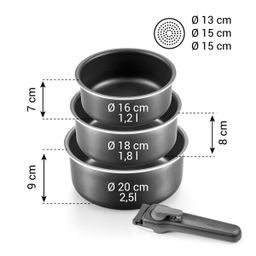 Bild von Kasserollen-Set mit abnehmbarem Griff VARIO Topf-Set, 4-teilig
