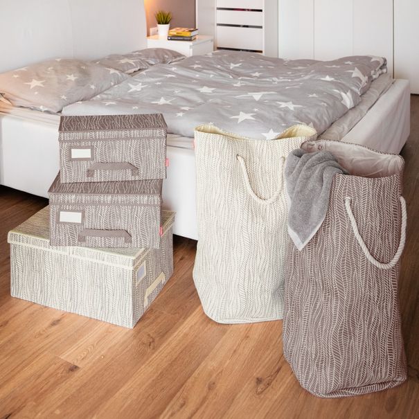 Krabice na oděvy FANCY HOME 40 x 18 x 20 cm, smetanová (obrázek 3)
