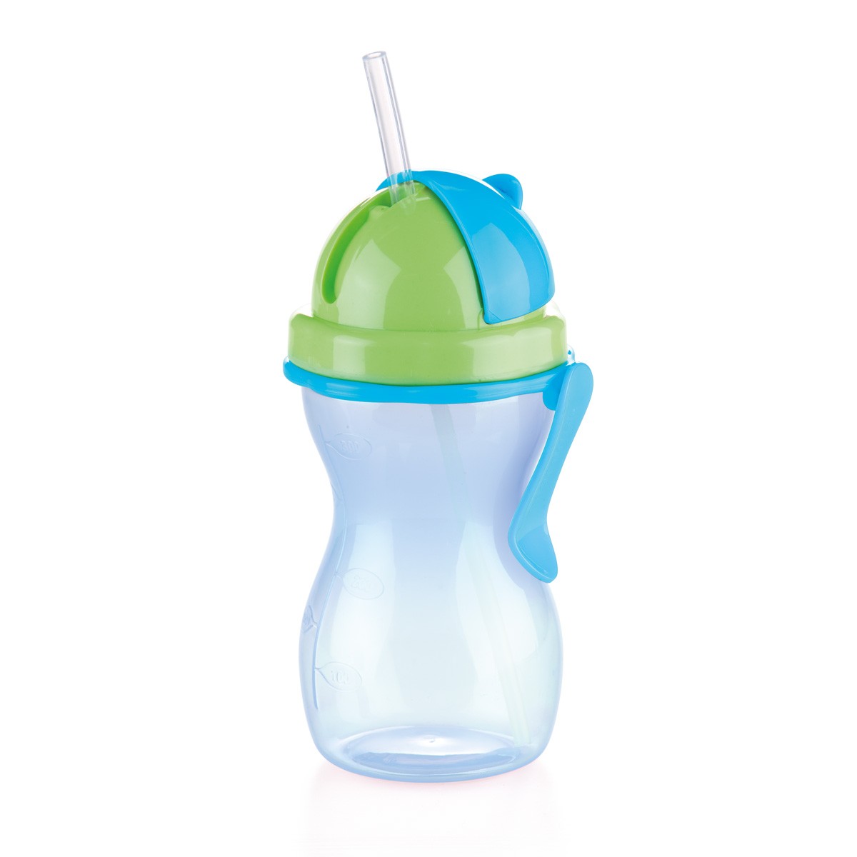 Butelka dziecięca ze słomką BAMBINI 300 ml, zielony, niebieski
