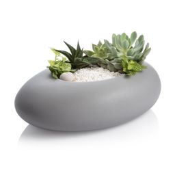 Low oval planter FANCY HOME Stones, grey