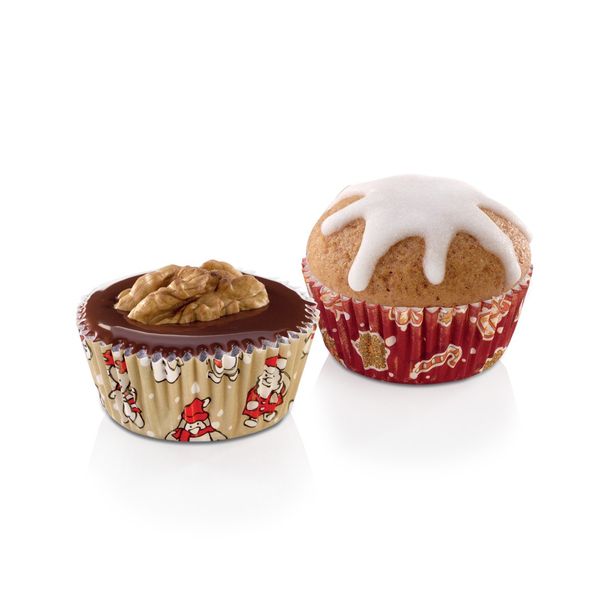Mini papilotki DELÍCIA ø 4 cm, 100 szt., bożonarodzeniowe