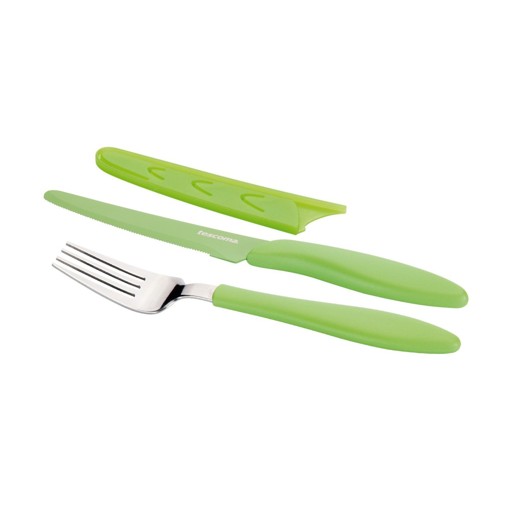 Non-stick table knife and fork PRESTO TONE, green