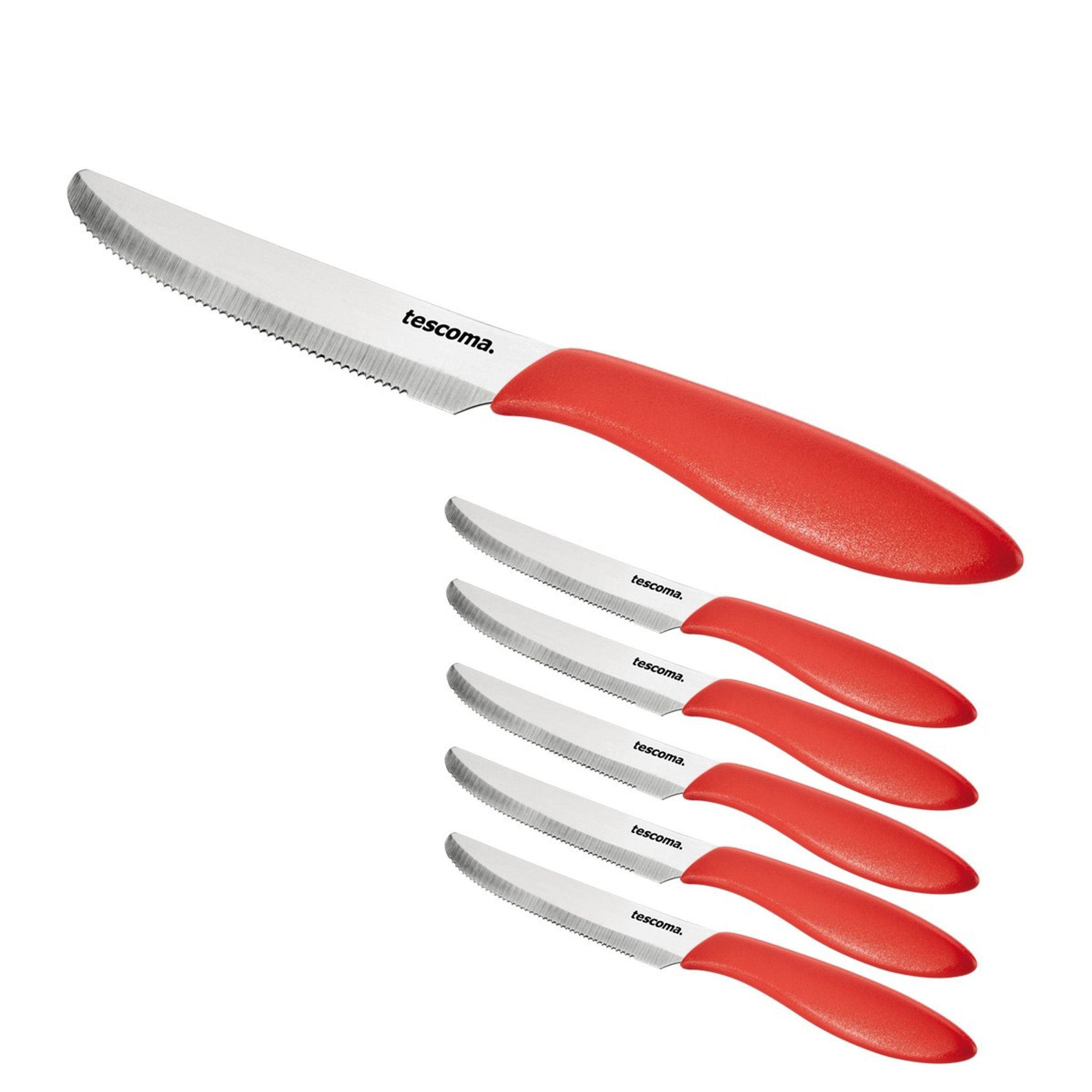 Nôž jedálenský PRESTO 12 cm, 6 ks, červená