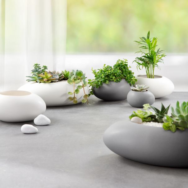 Osłonka na małą doniczkę FANCY HOME Stones, biała (zdjęcie 5)