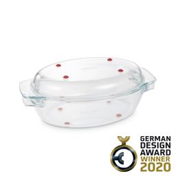 Oval roaster with lid GrandCHEF 35 x 21 cm, glass