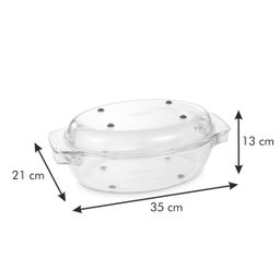 Oval roaster with lid GrandCHEF 35 x 21 cm, glass