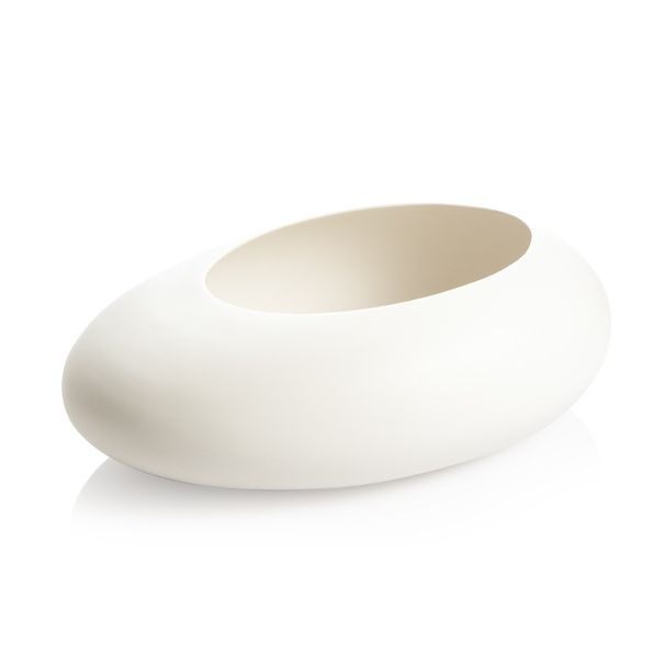 E-shop Oválny nízky kvetináč FANCY HOME Stones, biela