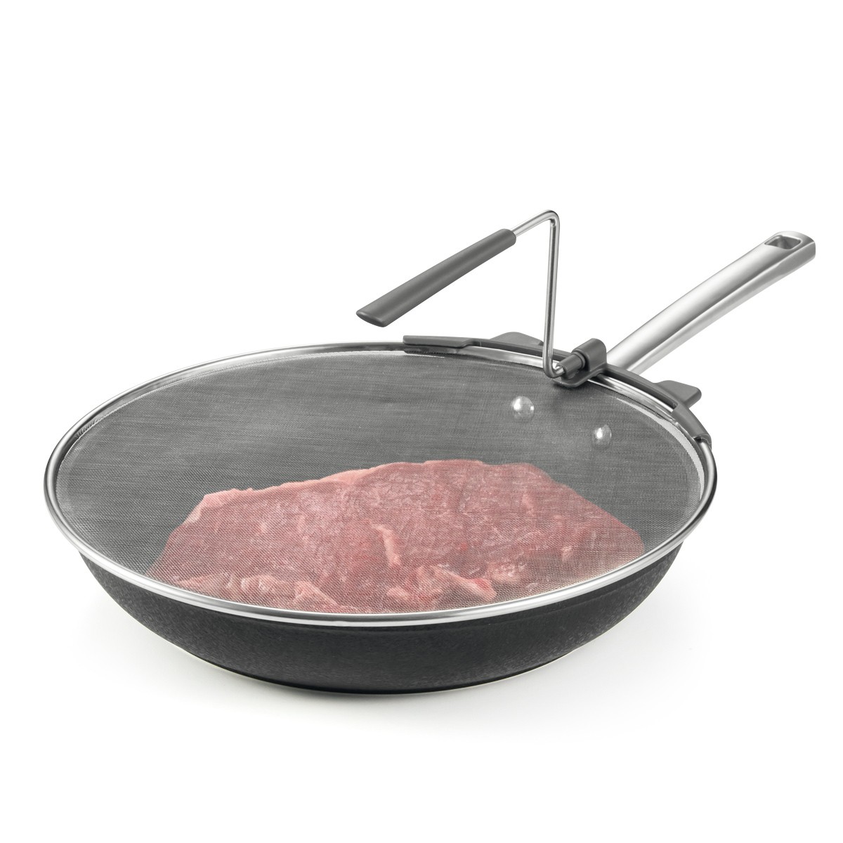 Paraspruzzi Per Padelle 30cm Con Manico Pieghevole - In Acciaio Inox, Anti-Schizzi, Per Teglie 20-28cm - Foto 5