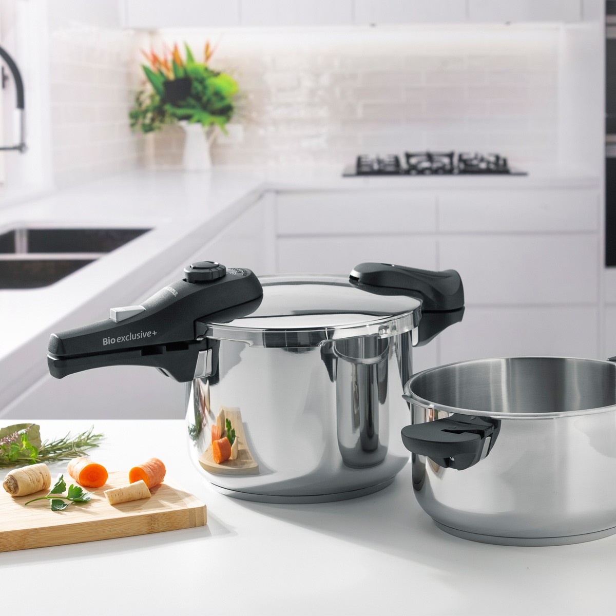 Teesa Cook Expert - Set Pentole Con Manico Staccabile In Acciaio Inox 18/10 Per Tutti I Piani Cottura