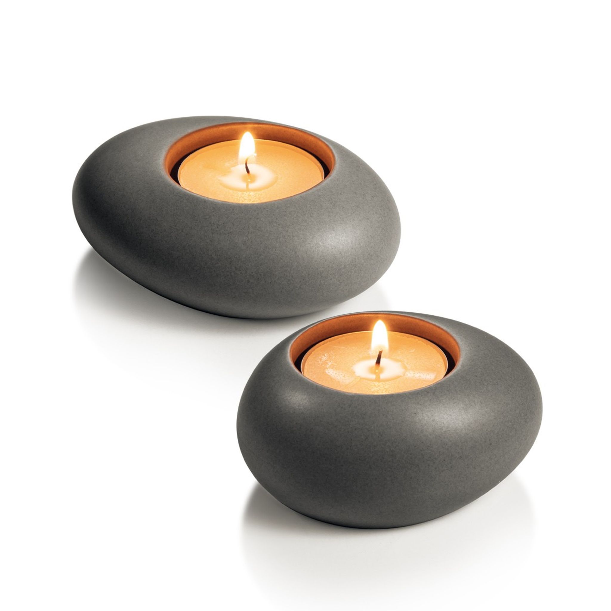 Porta tealight FANCY HOME Stones 2 pz, grigio