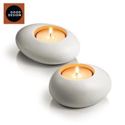 Porta tealight FANCY HOME Stones 2 pz, grigio