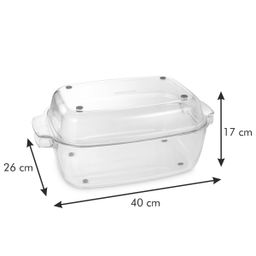 Roaster with lid GrandCHEF 40 x 26 cm, glass