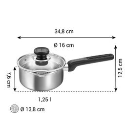 Saucepan BRAVA with double-sided spout and cover ø 16 cm, 1.25 l