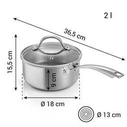 Saucepan SteelCRAFT with cover ø 18 cm, 2.0 l