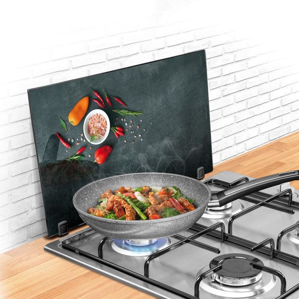 Skleněná odkládací deska na sporák ONLINE 30 x 52 cm, sůl a chilli (obrázek 4)
