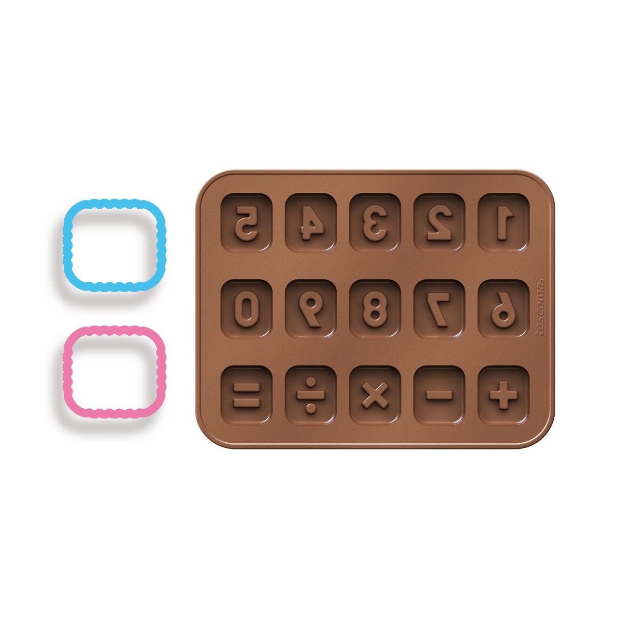 Tescoma Delicia Kids Stampo Per Cioccolatini In Silicone Con Tagliabiscotti E Supporto - Tema Favola, Lavabile