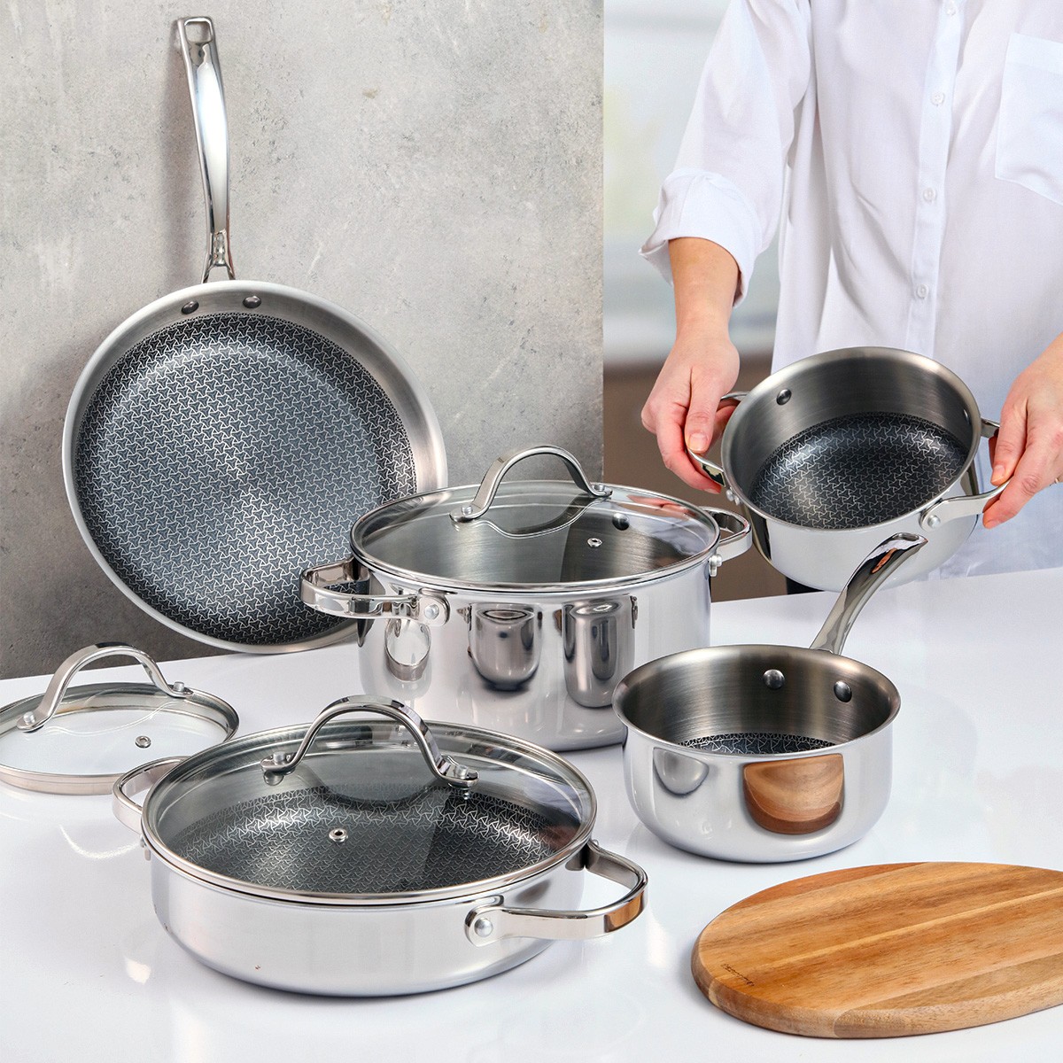 SteelCRAFT mély serpenyő fedővel ø 28 cm, 2 fül termék 2. képe