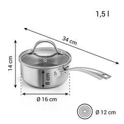 SteelCRAFT nyeles lábas fedővel ø 16 cm, 1,5 l