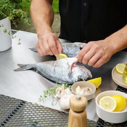 Imagem de Tábua de cozinha em aço inoxidável GrandCHEF 55 x 45 cm