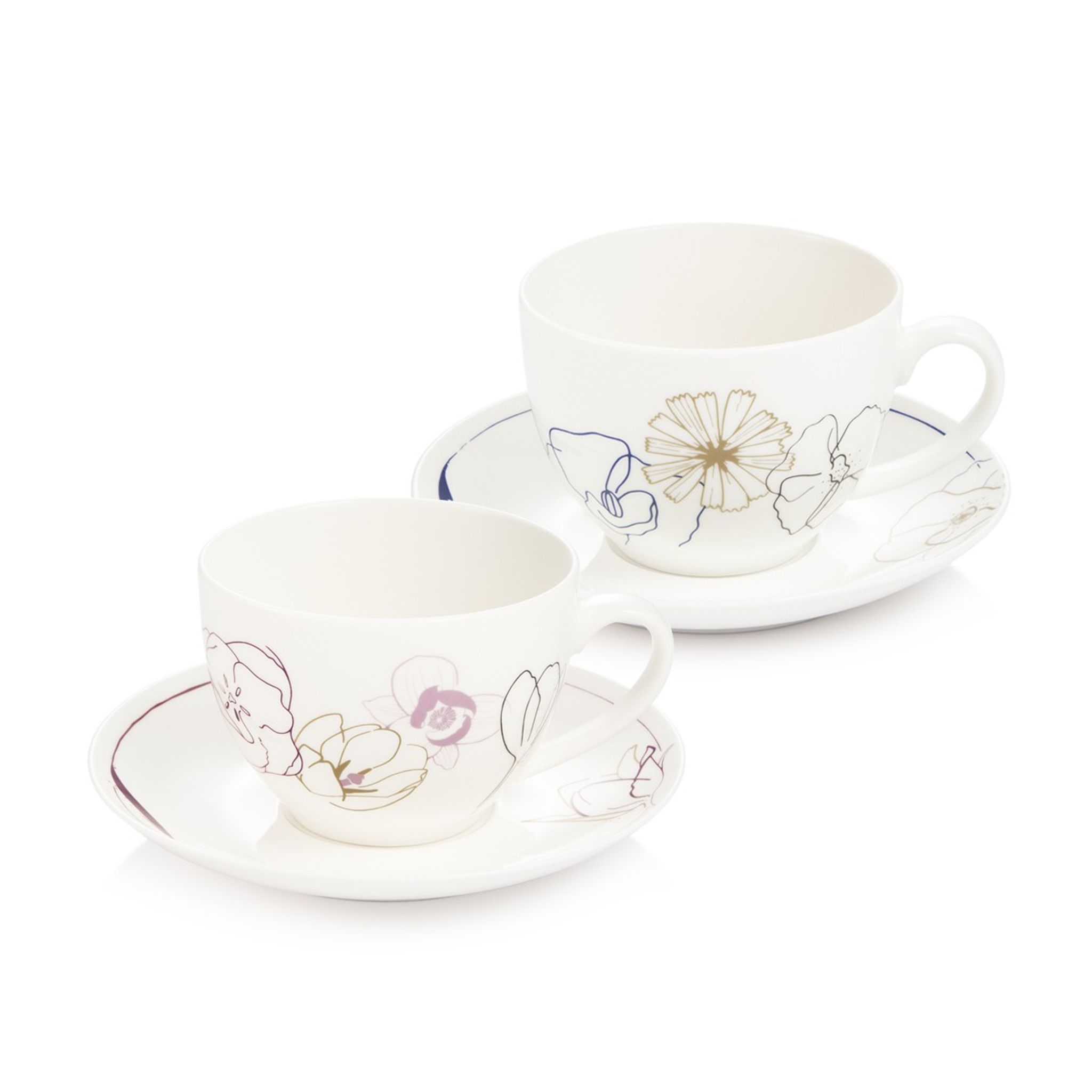 Taza con plato myCOFFEE, 2 pzs, Blossoms