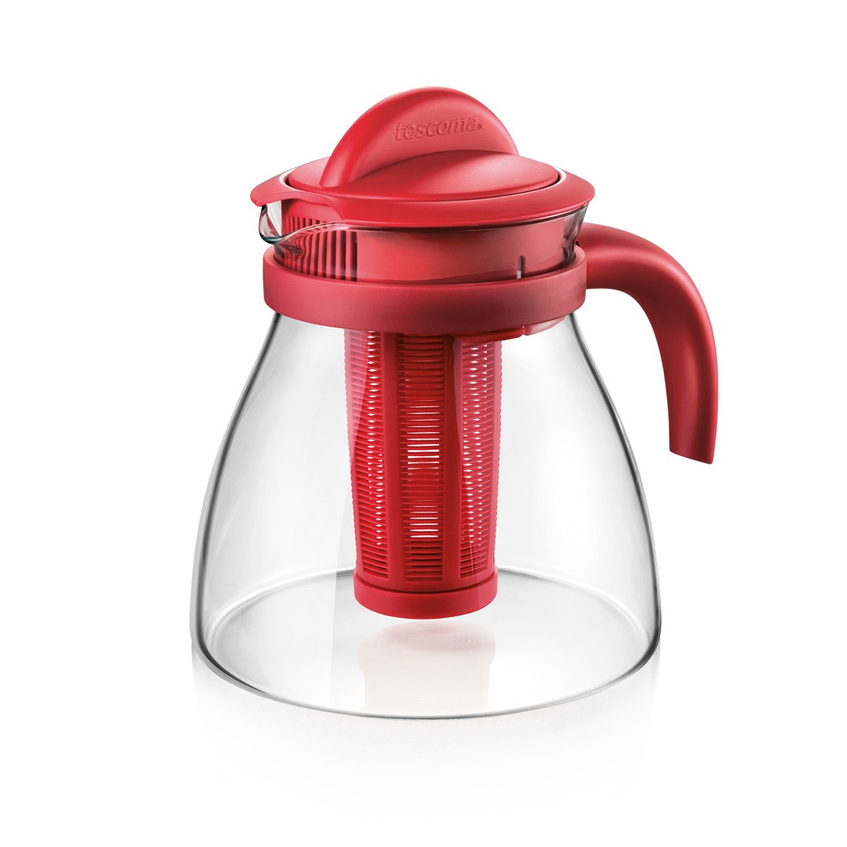 Forlife Teiera In Vetro Borosilicato Con Infusore In Acciaio – 680 Ml, Colore Rosso, Coperchio Push-On In Silicone, Lavabile In Lavastoviglie