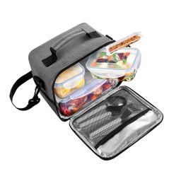 Thermal-insulating lunch bag FRESHBOX, with 3 containers, anthracite