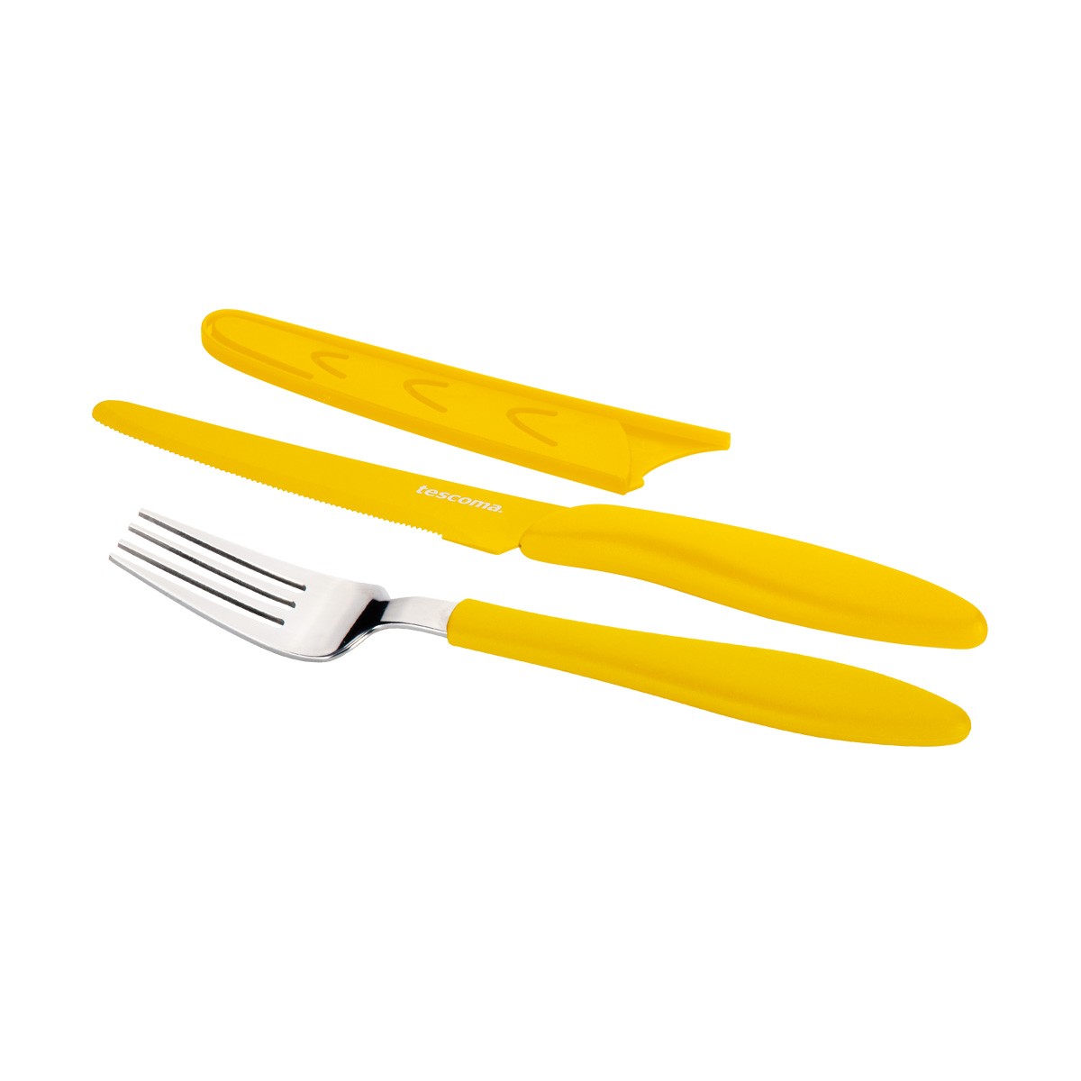 Antyadhezyjny nóż stołowy i widelec PRESTO TONE, żółty