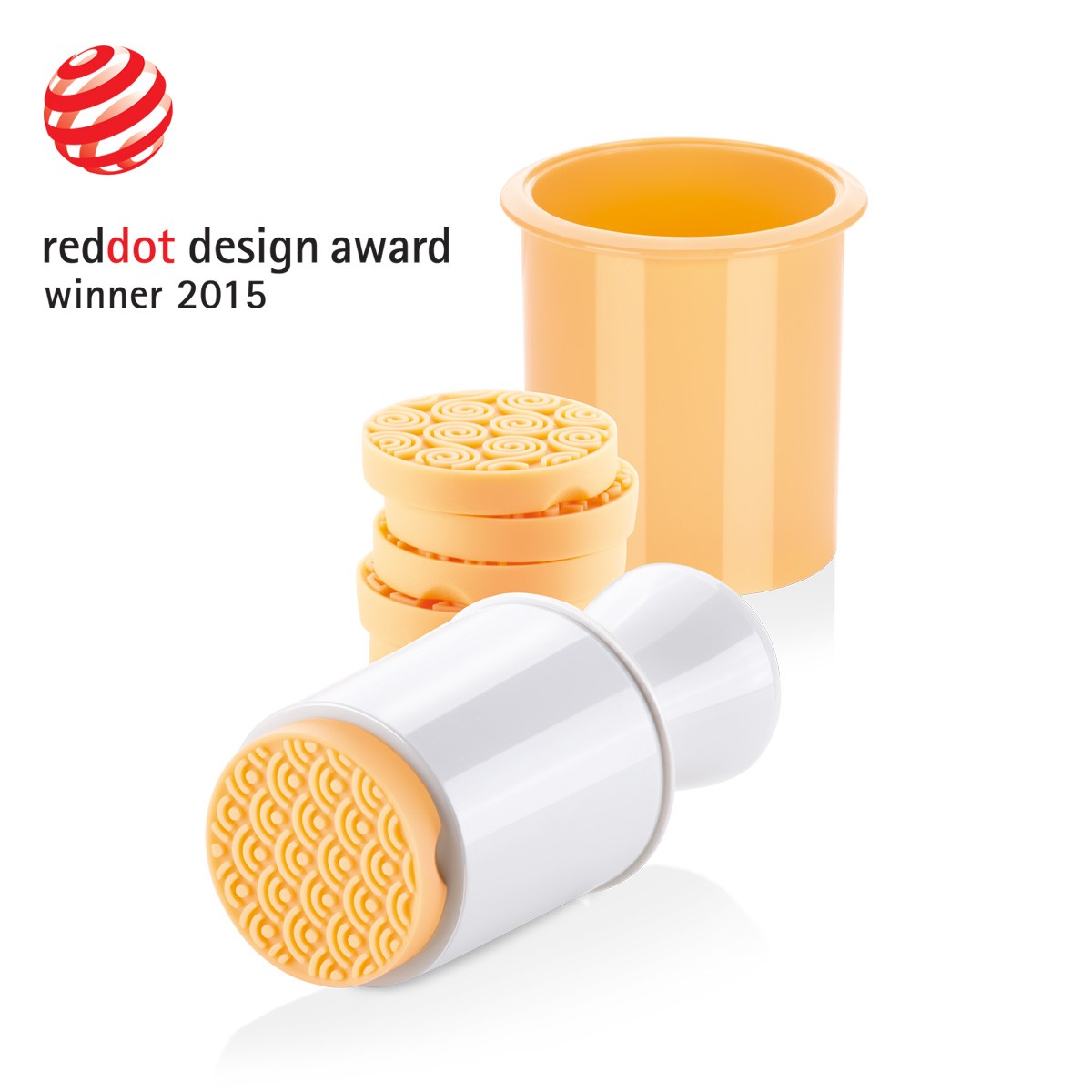 Roll in plastica di colore giallo con dimensioni 725 x 830 x 1800 mm e