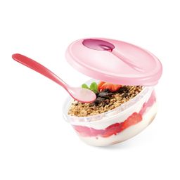 Travel dish PAPU PAPI, with spoon, pink