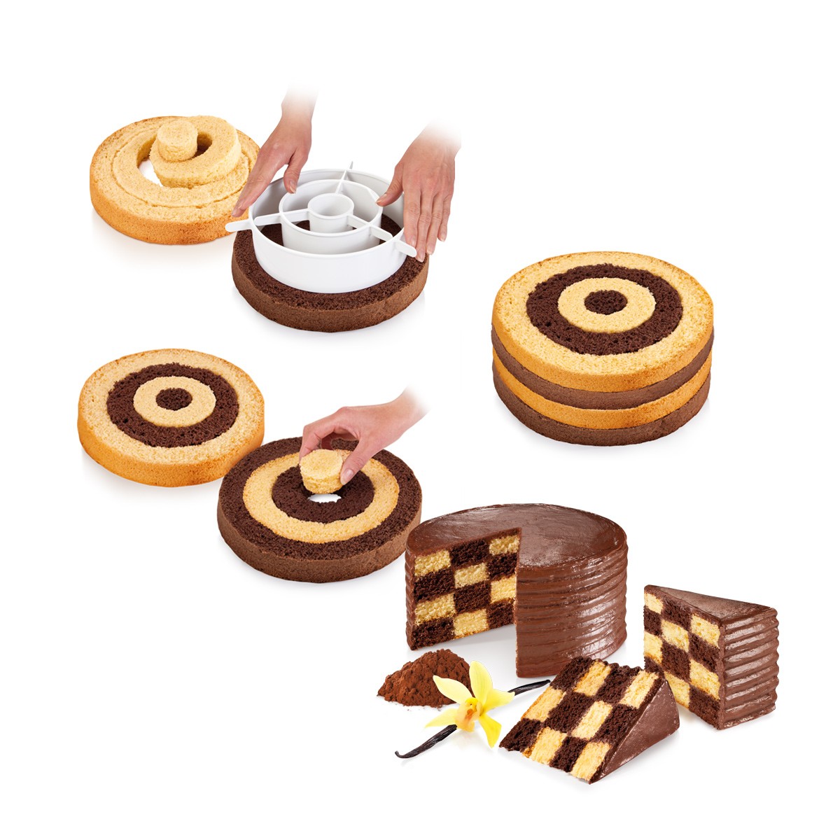 Tescoma Utensile Per Torta Scacchiera - Tagliapasta In Plastica Per Creare Torte A Strati, Bianco - Foto 6