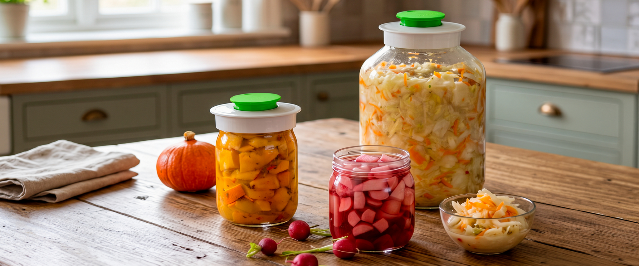 Chucrute, picles e kimchi. Pode fazer tudo isto com um conjunto inteligente!